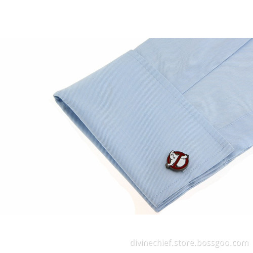 Round Shape Red & White Paint Cufflinks, Custom Cufflinks For Men